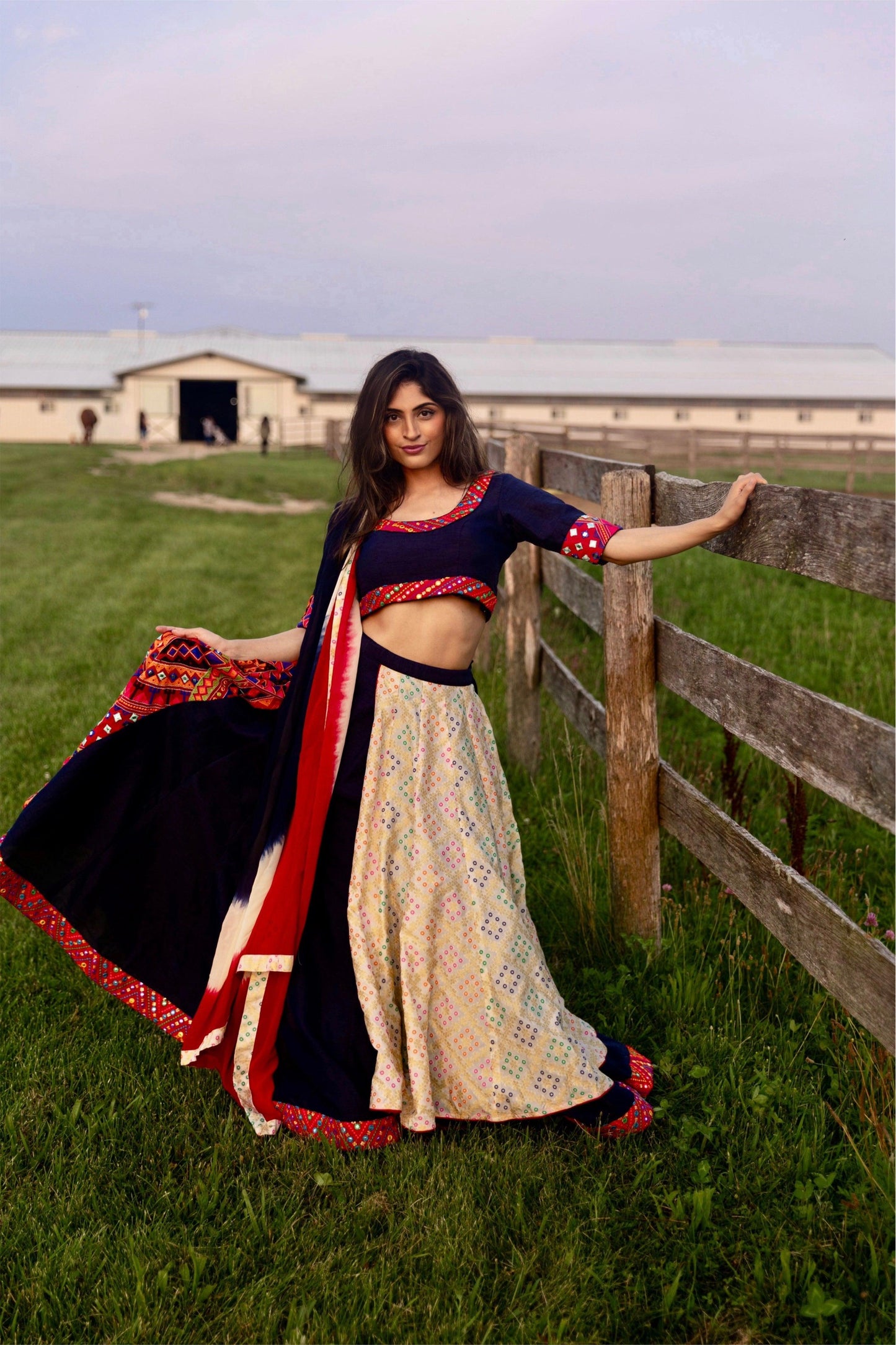 Kane Navy Lehenga Choli Set