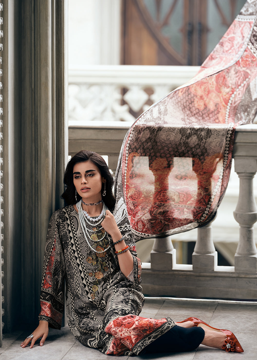 Shades Of Blue Digitally Printed Muslin Silk Salwar Suit