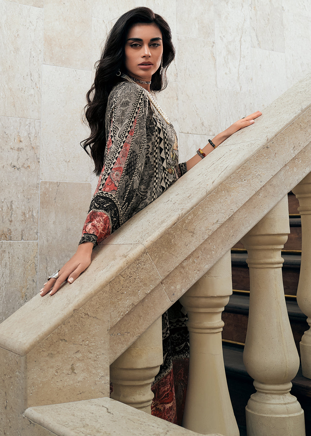 Pitch Black Digitally Printed Muslin Silk Salwar Suit