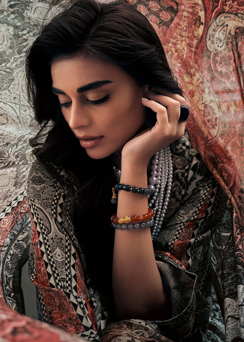 Pitch Black Digitally Printed Muslin Silk Salwar Suit