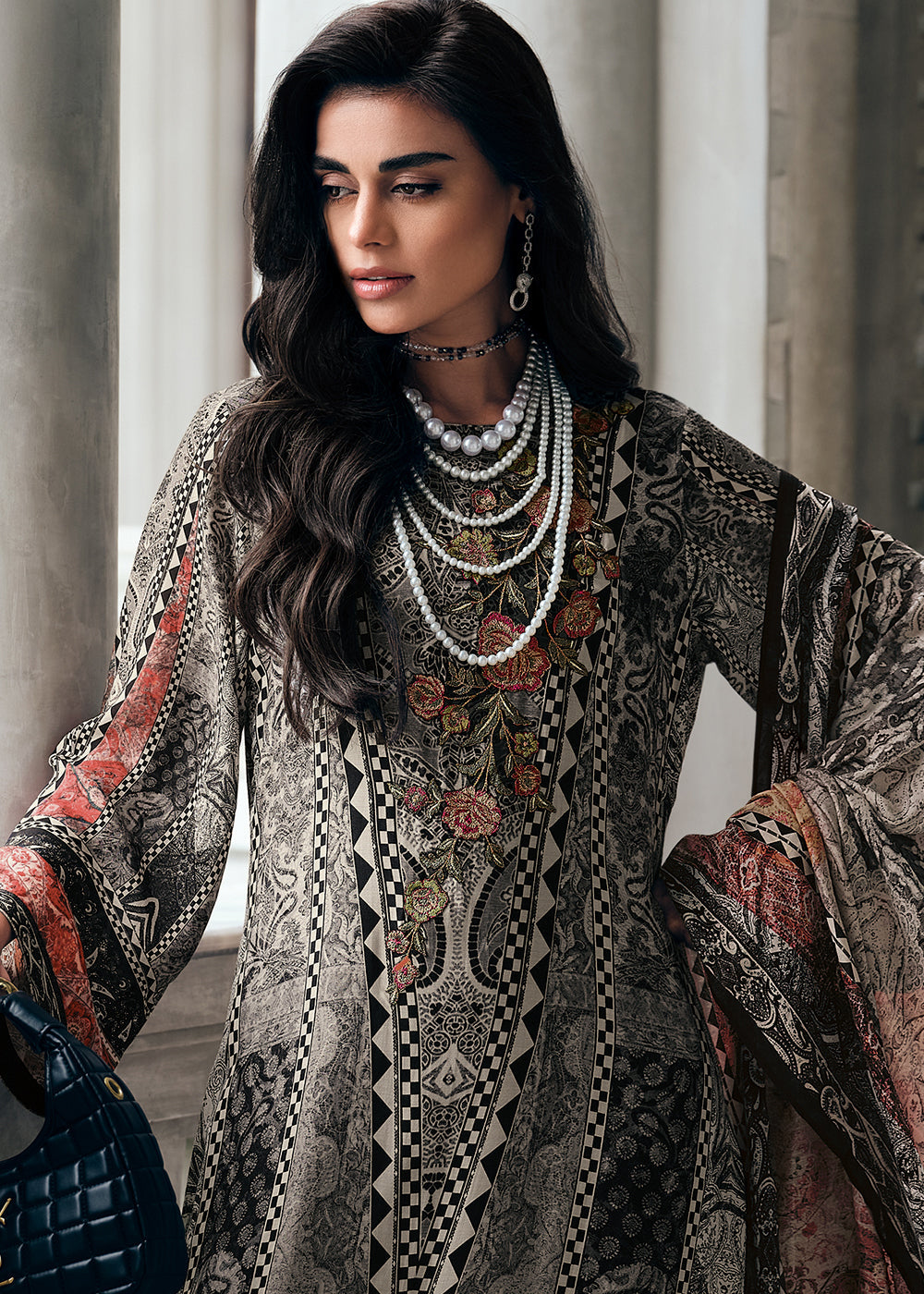 Pitch Black Digitally Printed Muslin Silk Salwar Suit