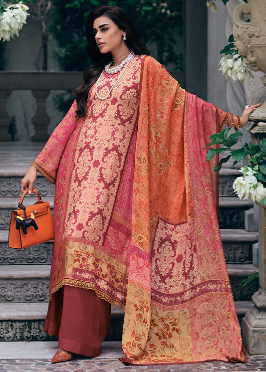 Shades Of Pink Digitally Printed Muslin Silk Salwar Suit