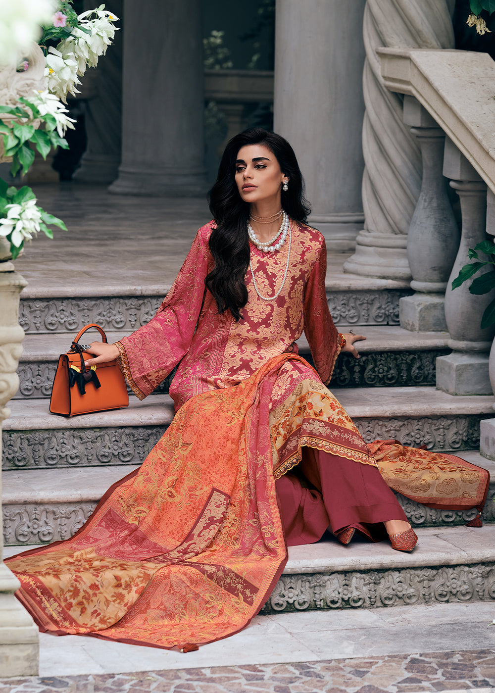 Shades Of Pink Digitally Printed Muslin Silk Salwar Suit