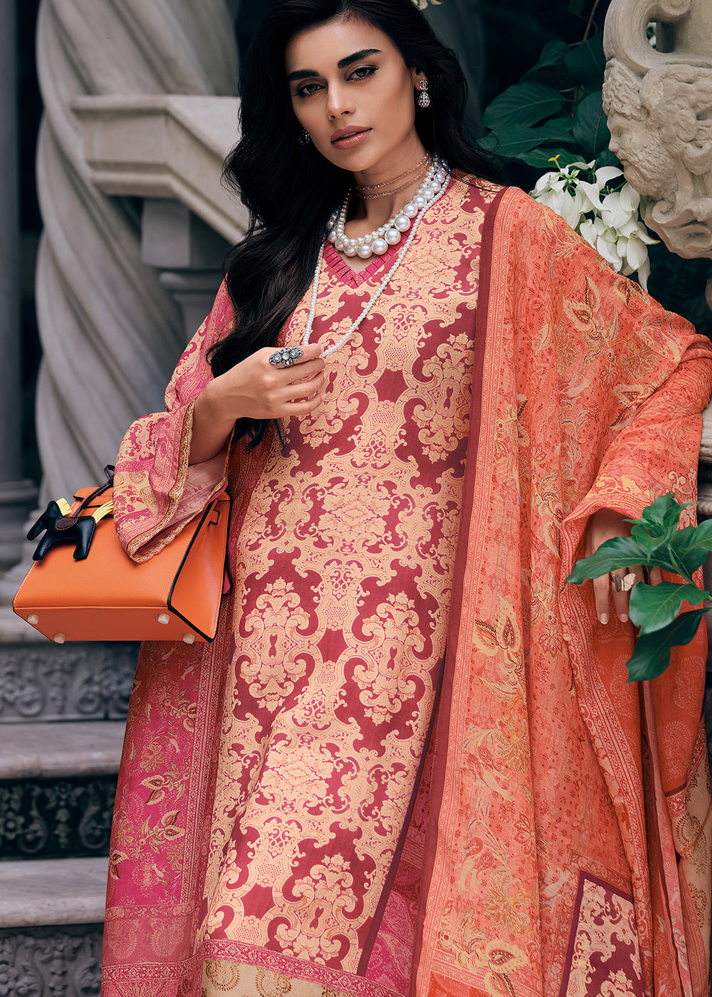 Shades Of Pink Digitally Printed Muslin Silk Salwar Suit