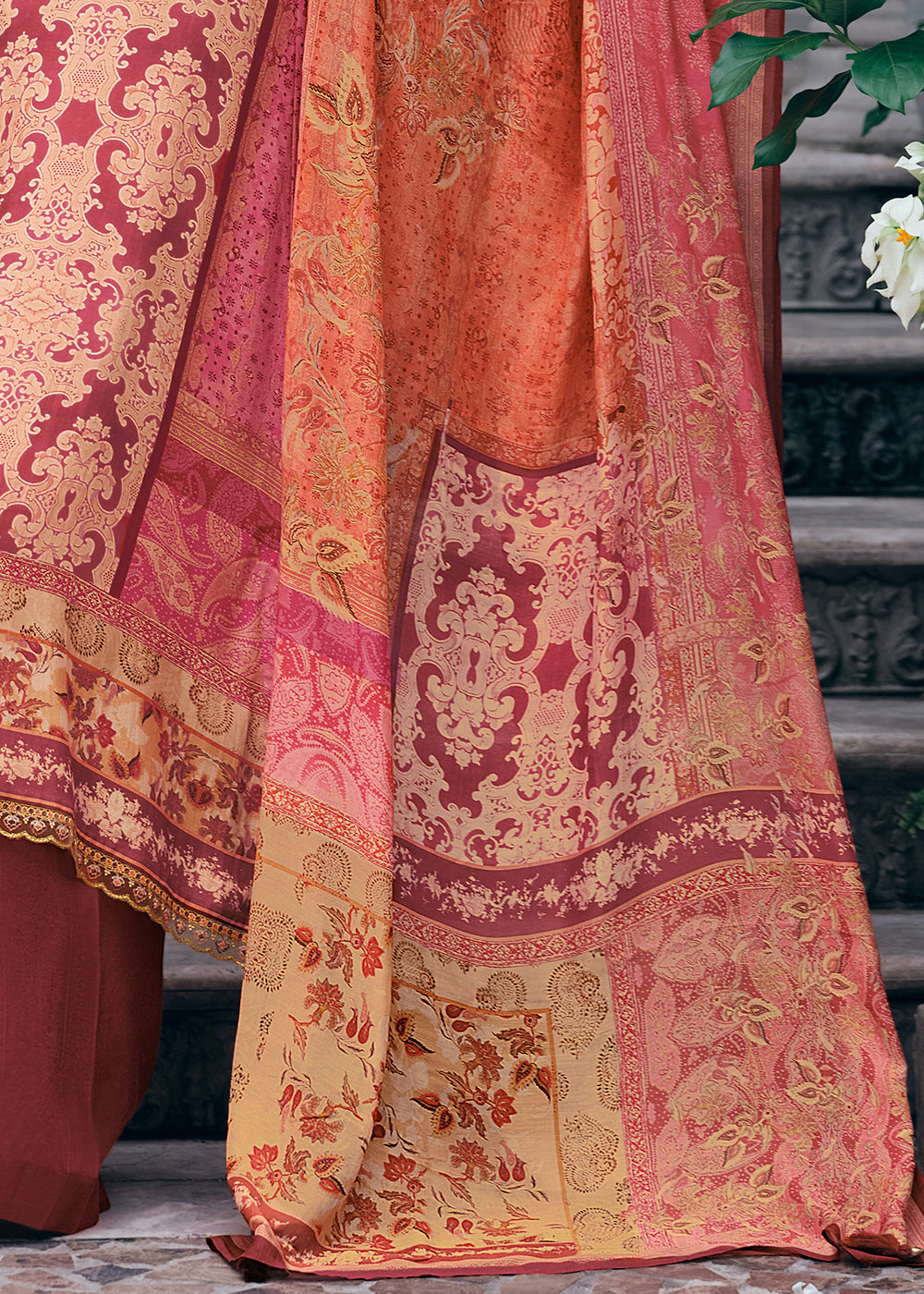 Shades Of Pink Digitally Printed Muslin Silk Salwar Suit