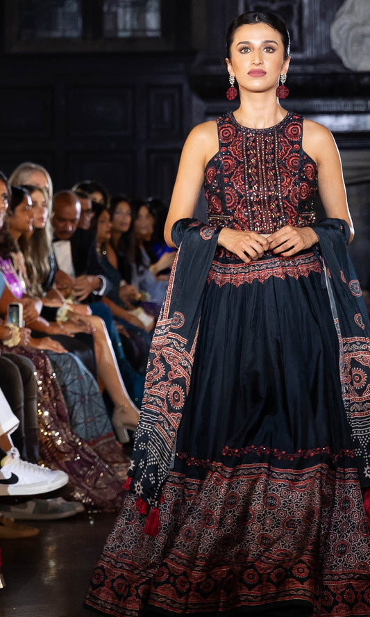 Aviva Black Lehenga with Hand Embroidered Blouse