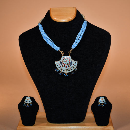 Light Blue Necklace with Earrings