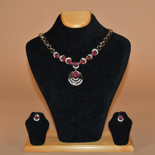 Minimalist Shade of Red Necklace Set