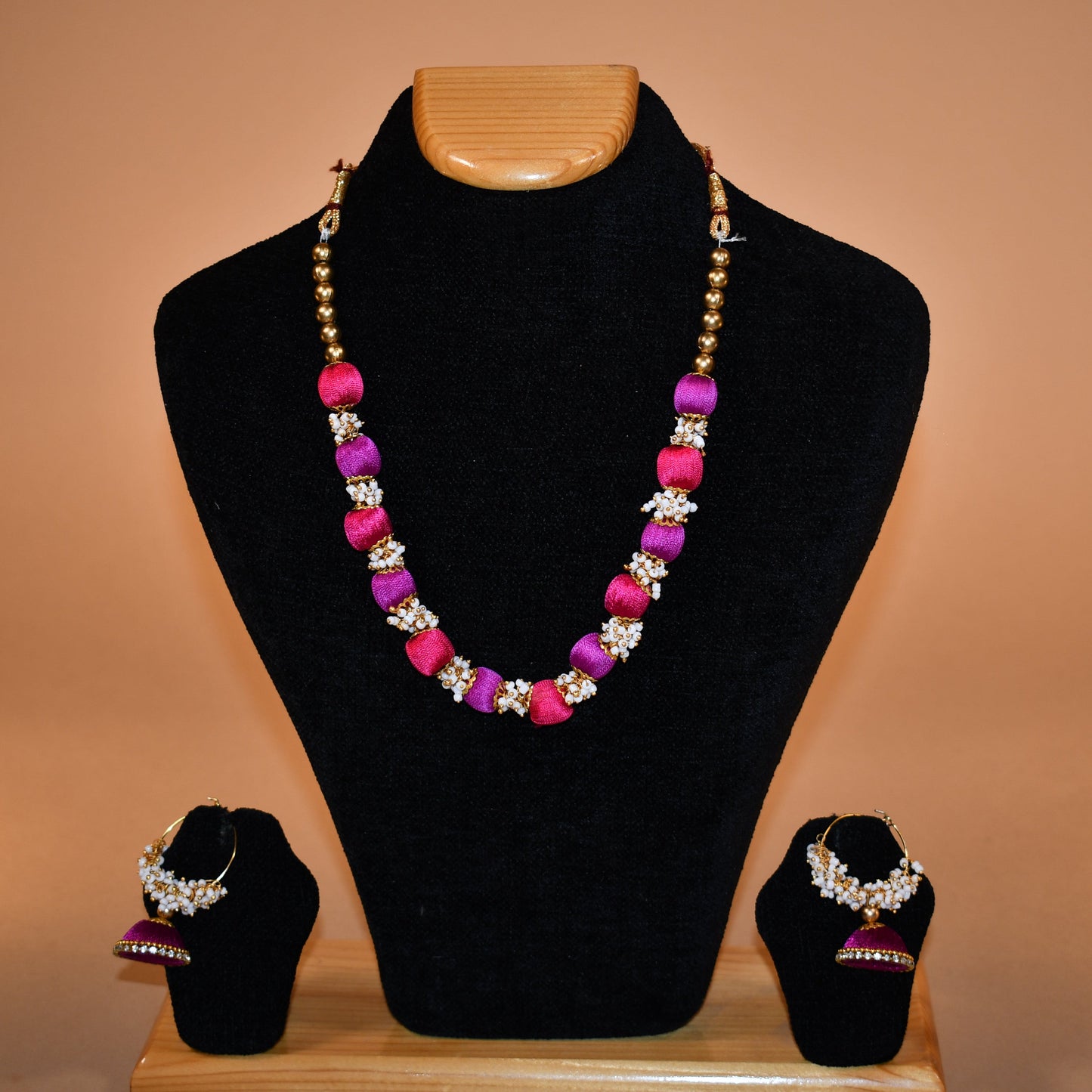 Multicolor Necklace with Intricate Earrings