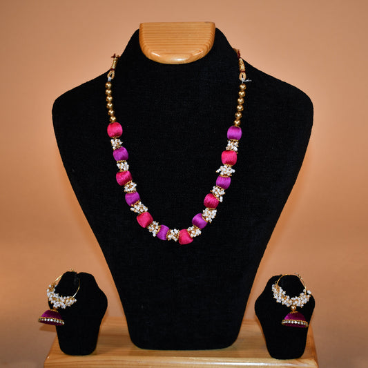 Multicolor Necklace with Intricate Earrings