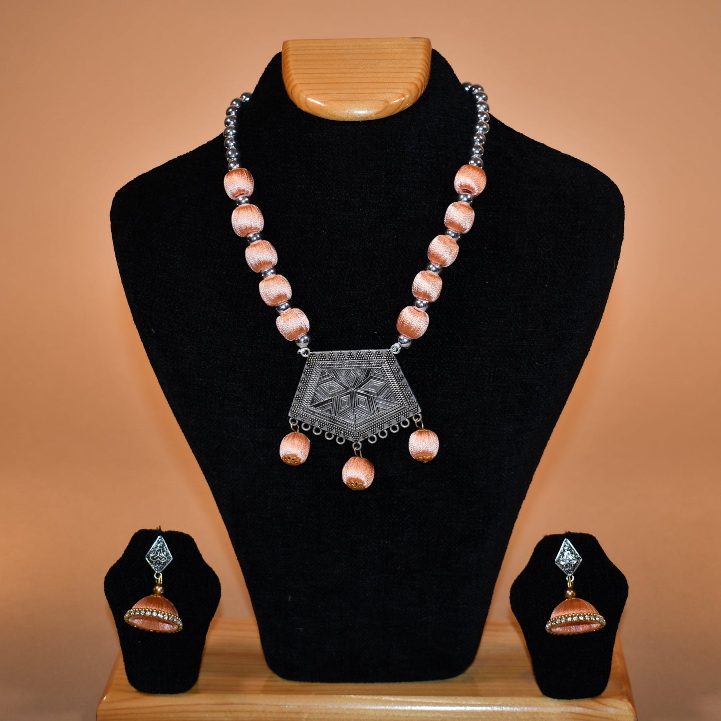 Oxidized and Beaded Necklace Set