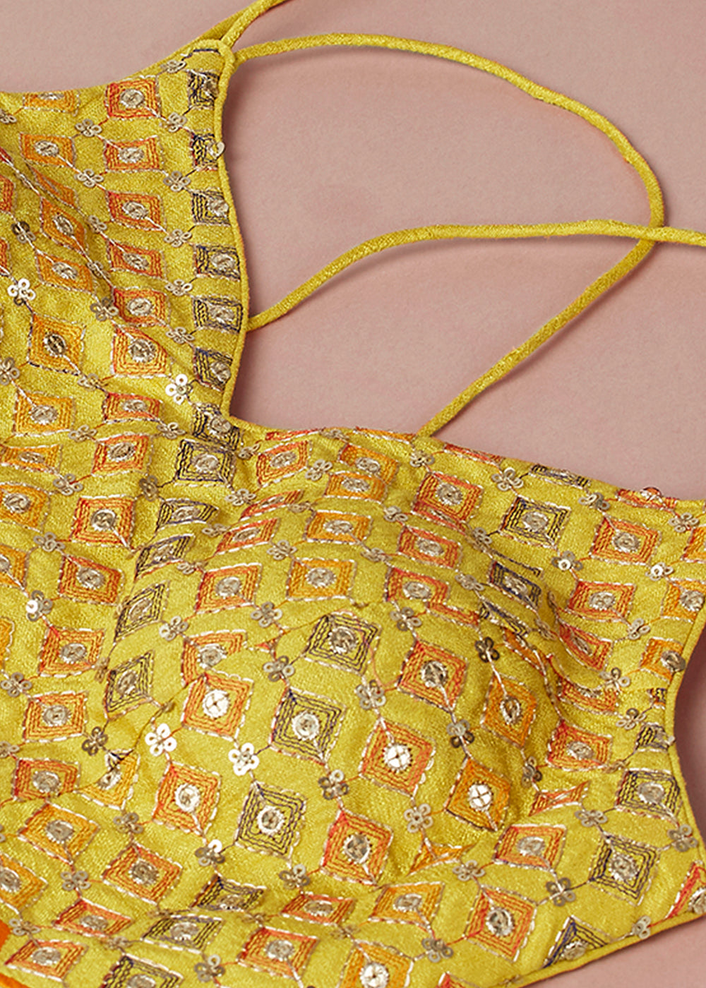 Multi Colored Organza Leheriya Printed Lehenga Choli