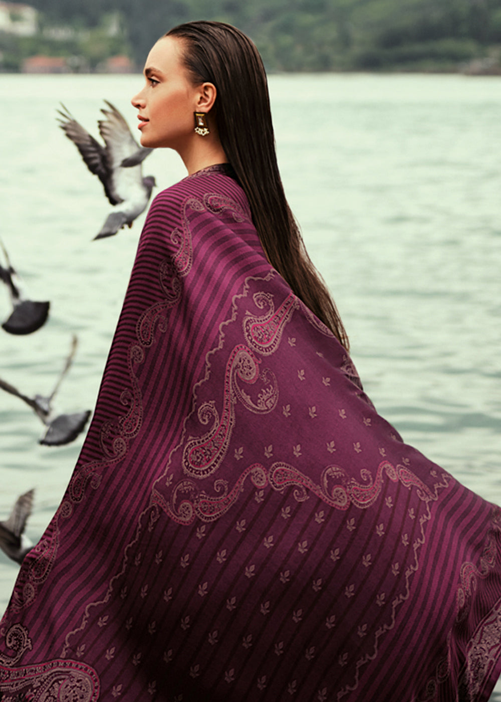 Mulberry Purple Digitally Printed Silk Salwar Suit with Embroidery Work