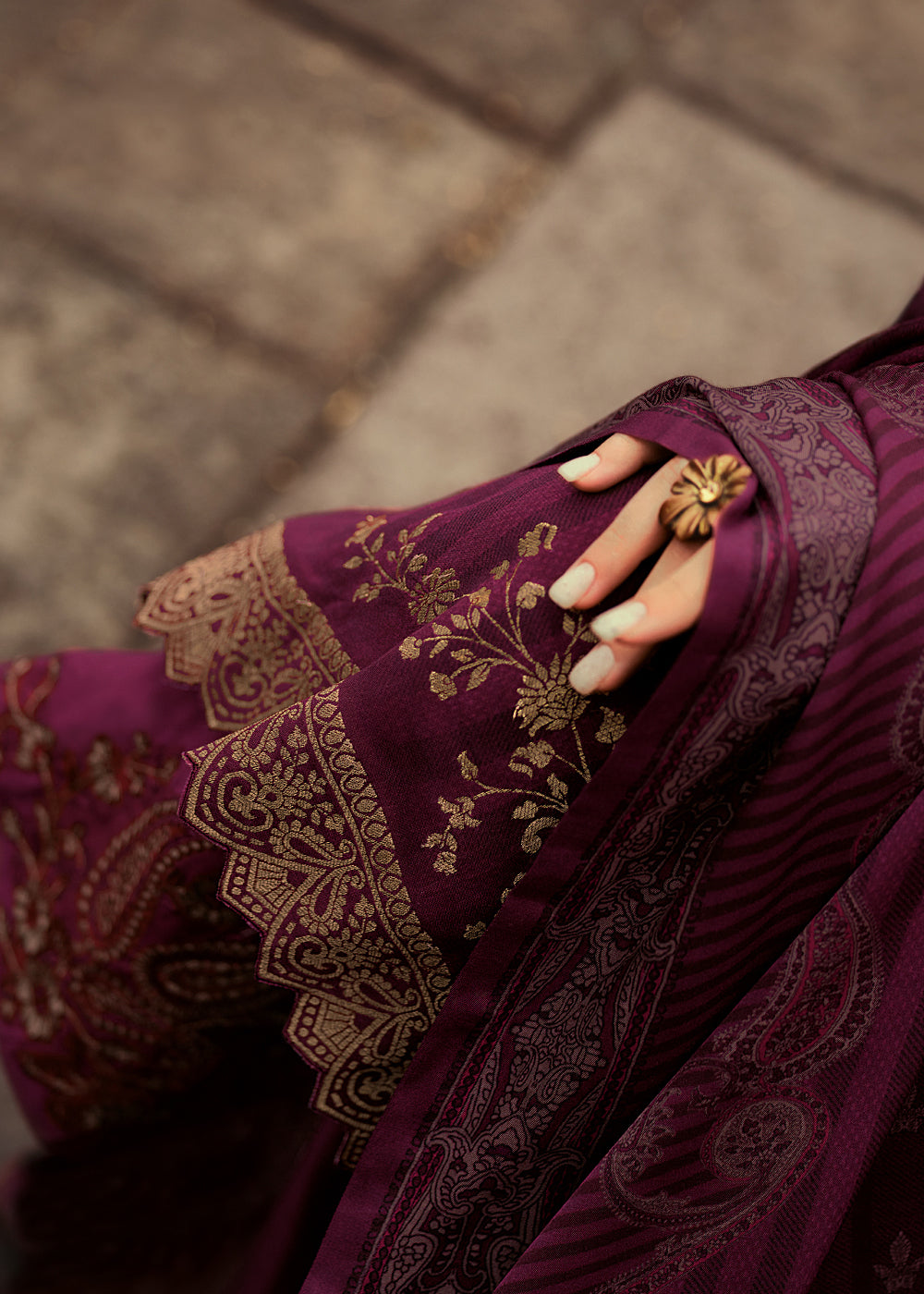 Mulberry Purple Digitally Printed Silk Salwar Suit with Embroidery Work