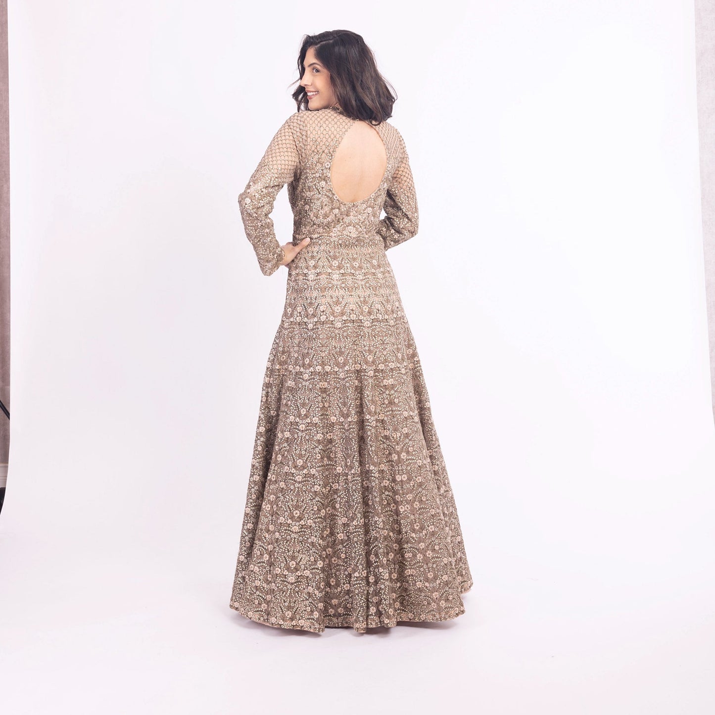 Arianell Grey Gown with Resham Embroidery