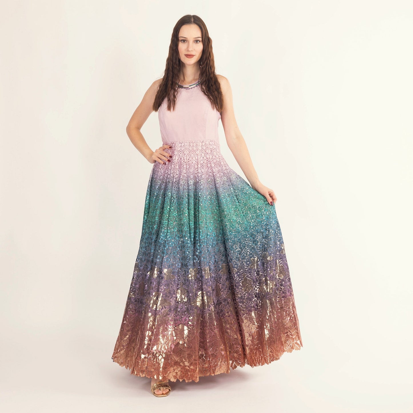 Kaia Gown with Sequins Embroidery