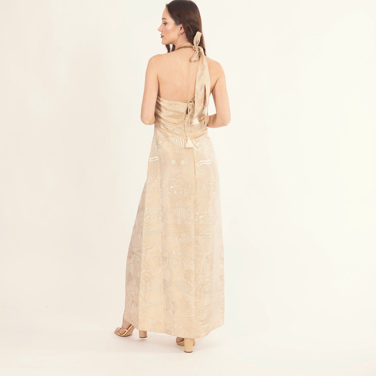 Athena Tan Long Dress with Slit