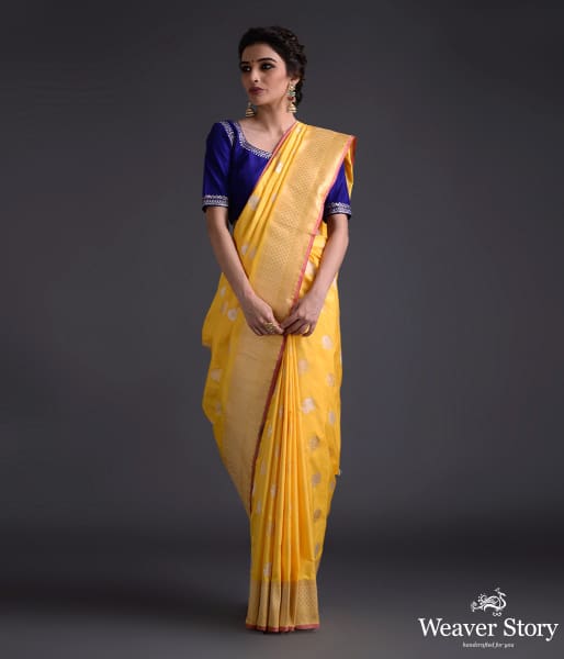 Yellow Gulab Boota Saree