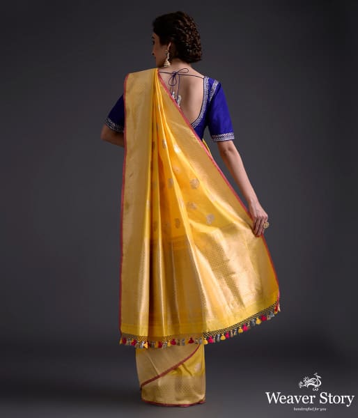 Yellow Gulab Boota Saree