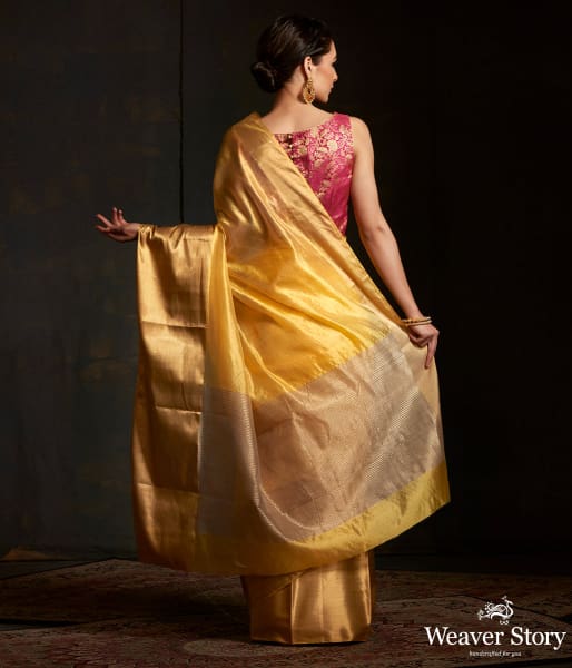 Lemon Yellow Big Zari Border