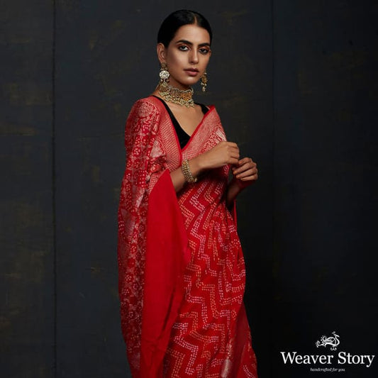 Dark Pink Kadhwa Bandhej