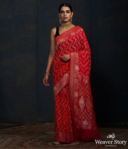Dark Pink Kadhwa Bandhej