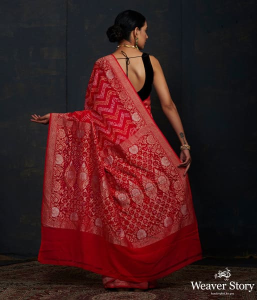 Dark Pink Kadhwa Bandhej