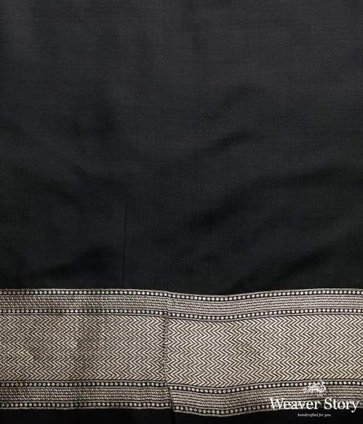 Black katan silk saree with dual tone zari motifs
