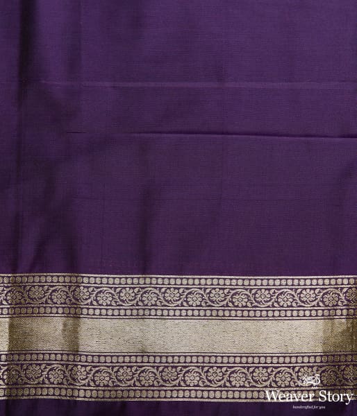 Purple katan silk saree with zari motifs