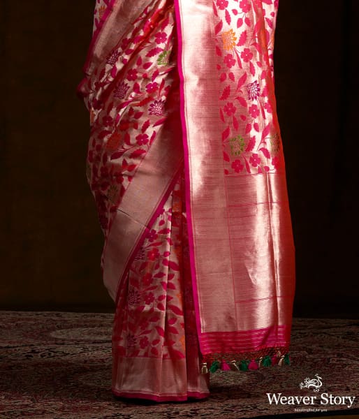Pink Kimkhab with Floral Jaal