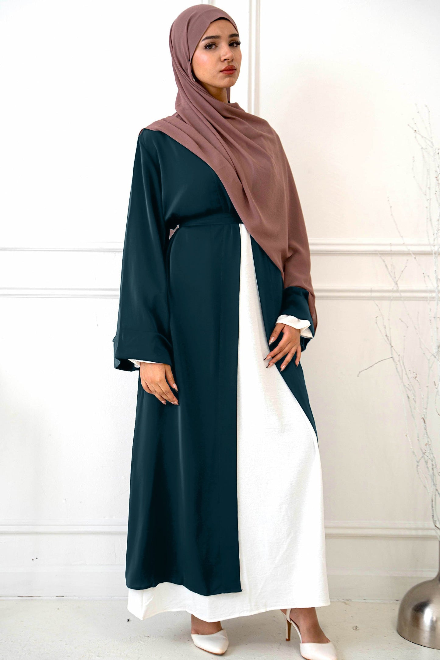 Teal Nida Kimono Sleeve Open Abaya-CLEARANCE