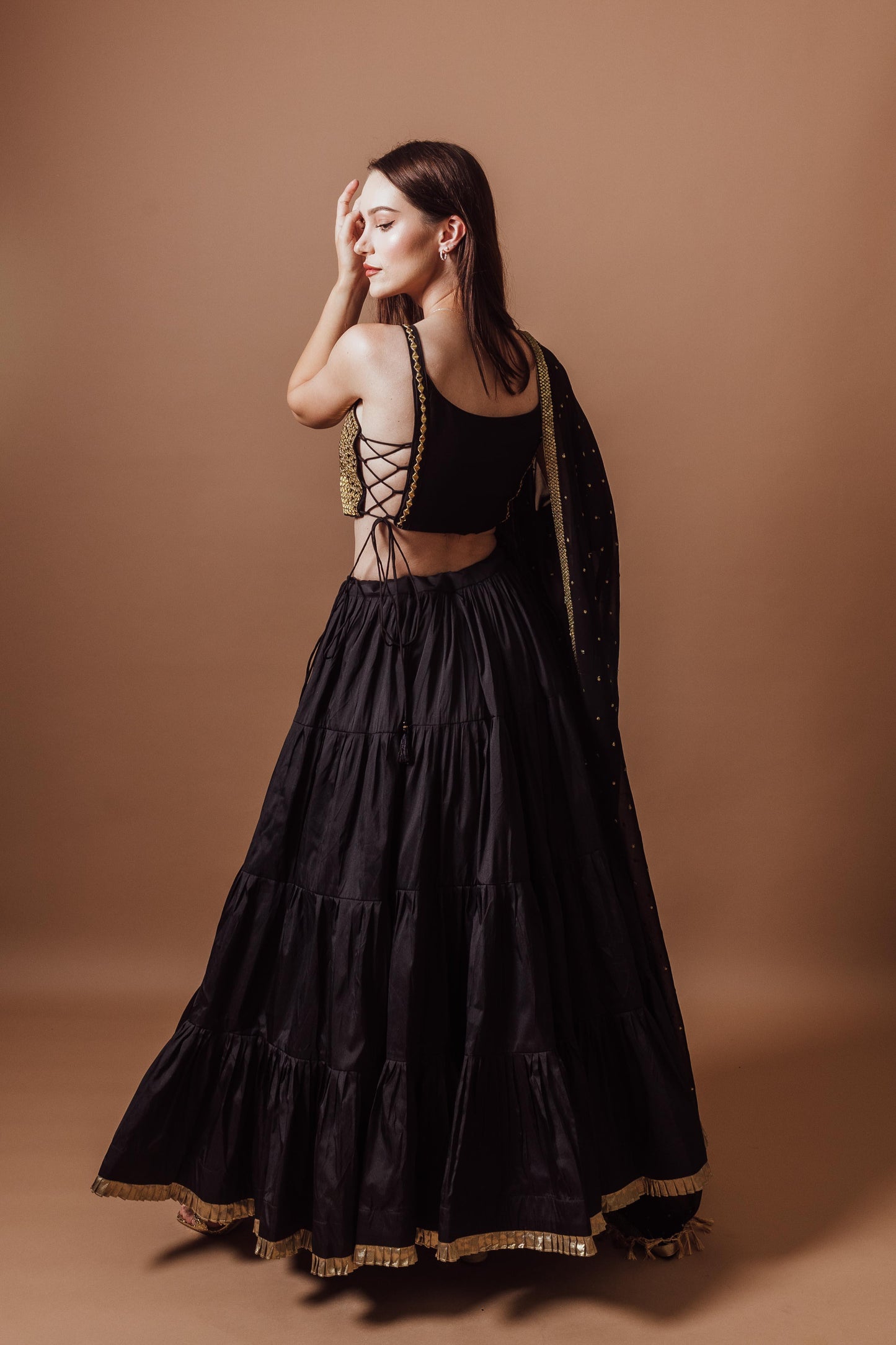 Victoria Black and Gold Lehenga Set