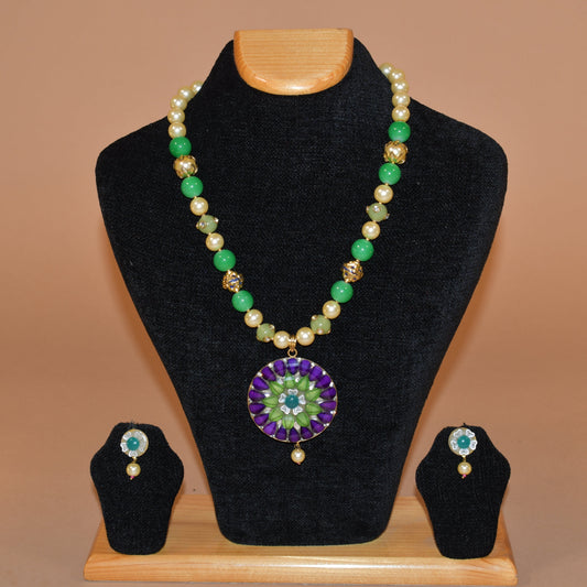 Vibrant Patterned Circular Necklace Set