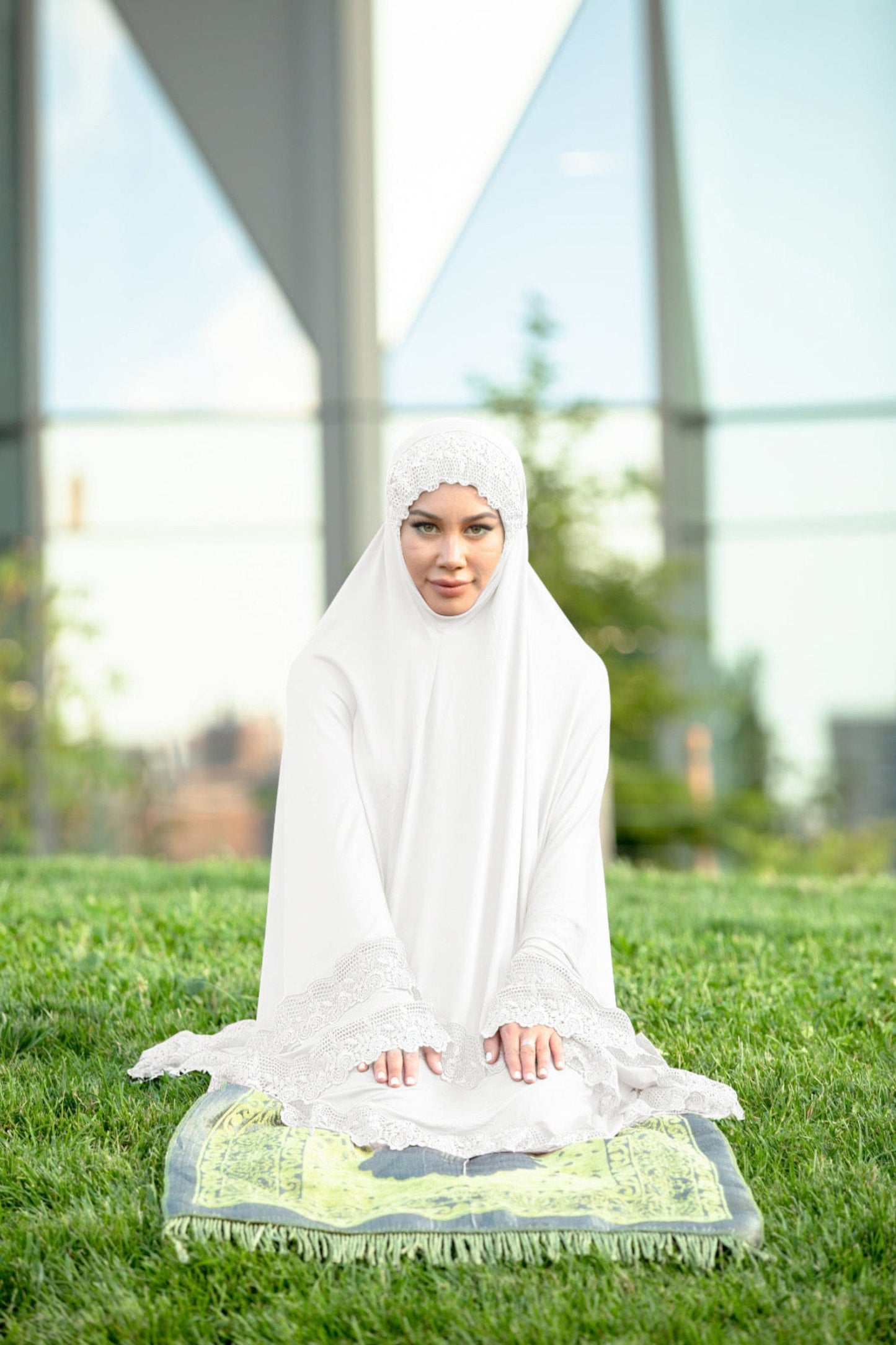 White Two Piece Lace Salah Prayer Outfit