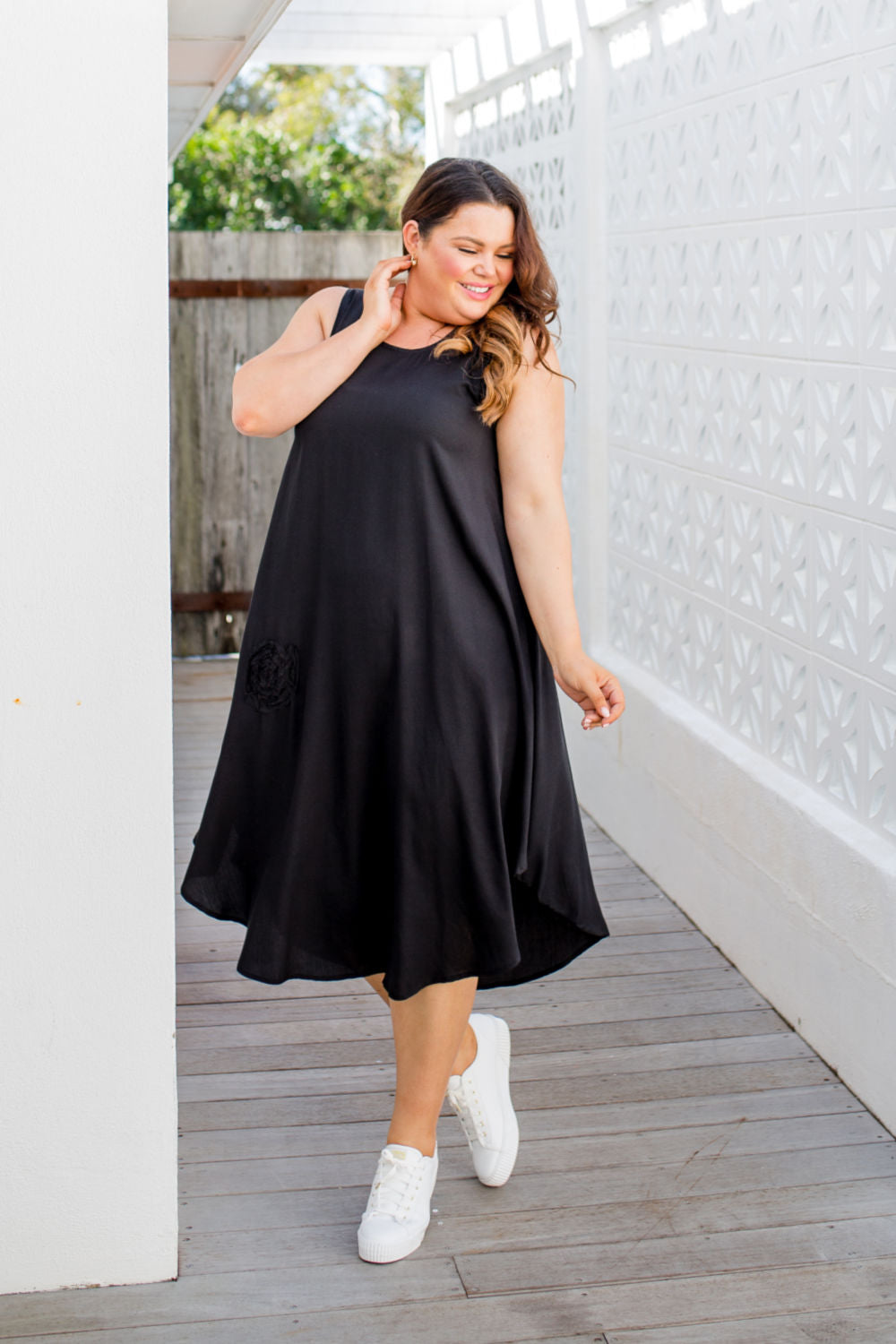 A-line Maxi Dress - Black