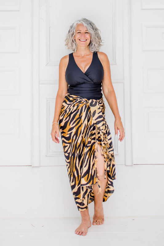 Zebra Print Sarong - Caramel and Black