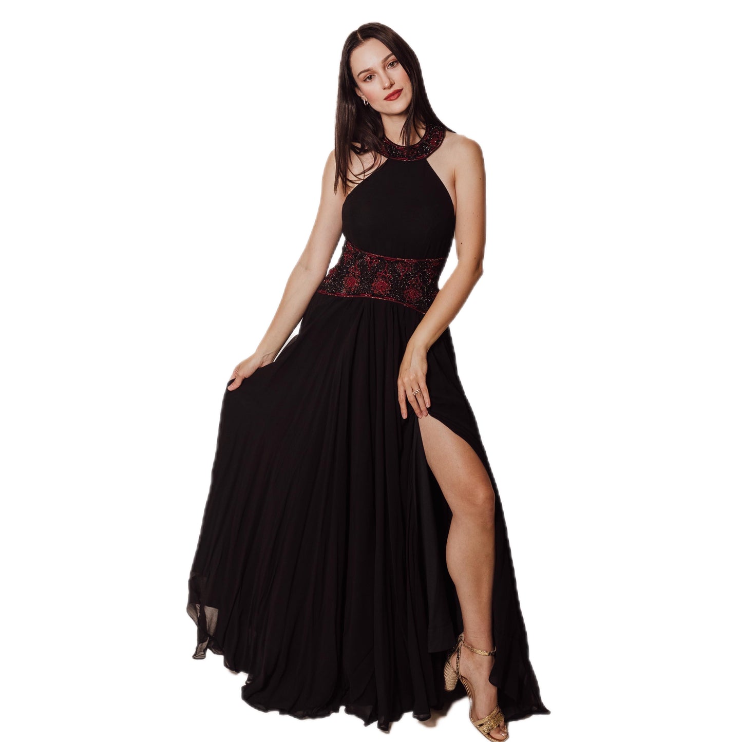 Vivenne Black Gown with Halter Neck