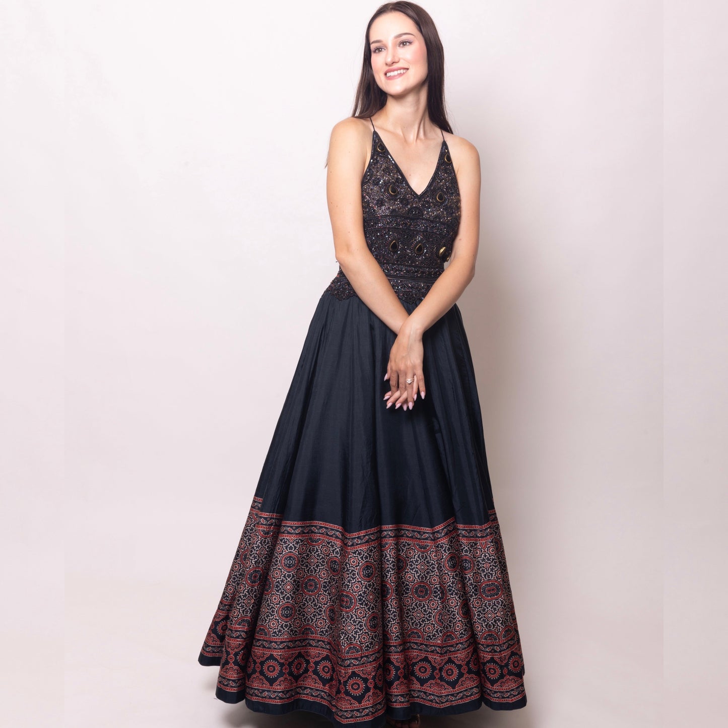 Elise Long Dress with Hand Embroidery