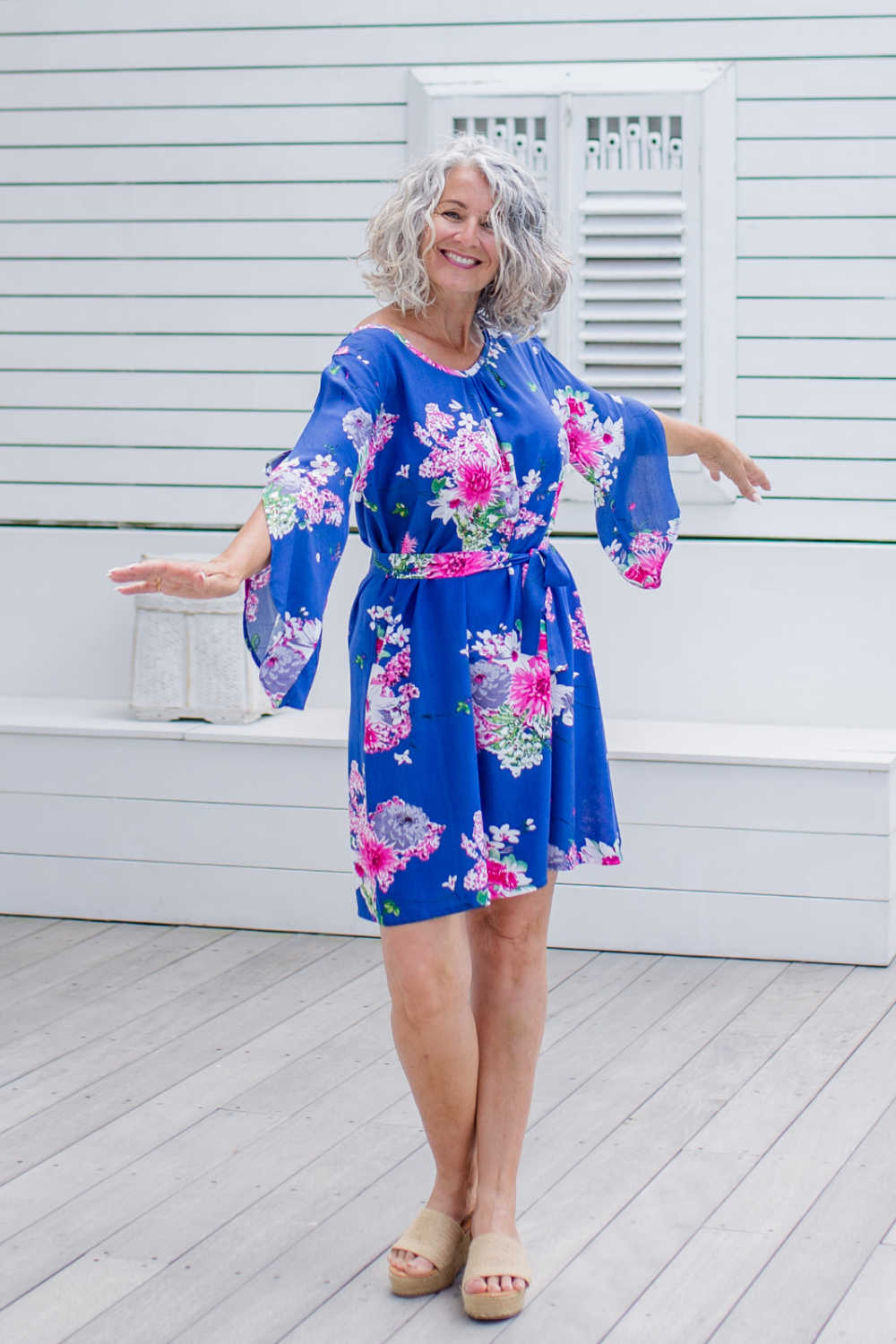 Fresh Florals Summer Dress - Dark Blue