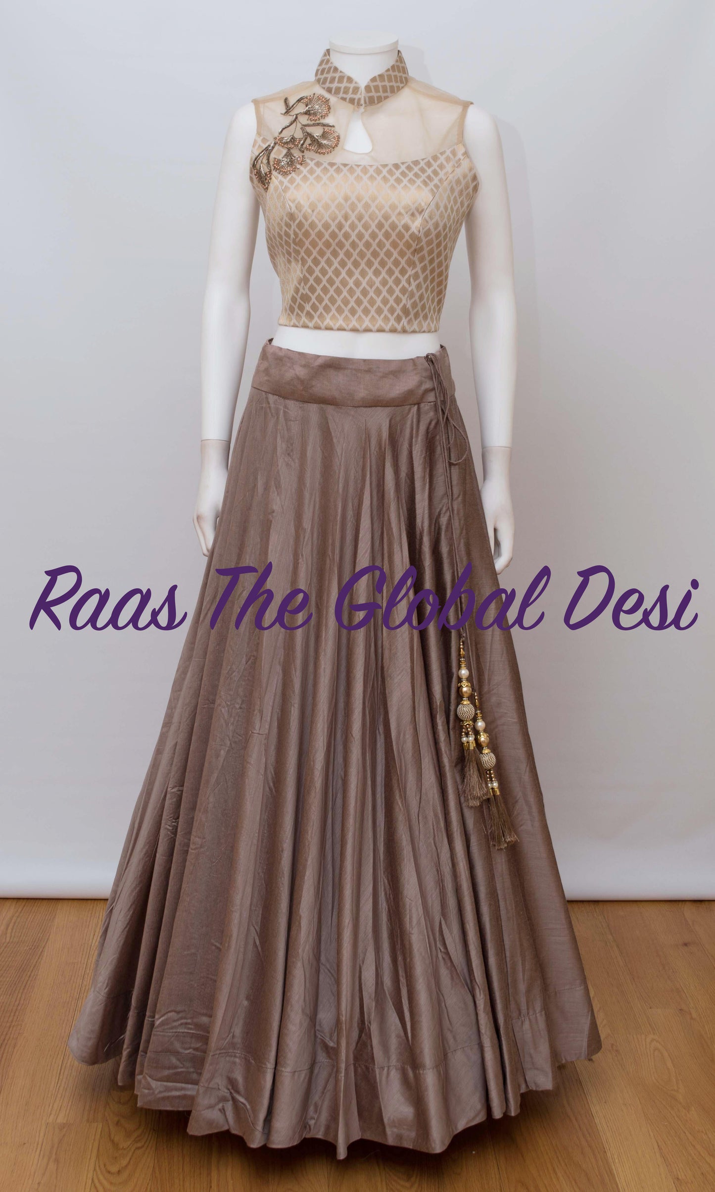 Shade of Brown Chaniya with High Neck Blouse