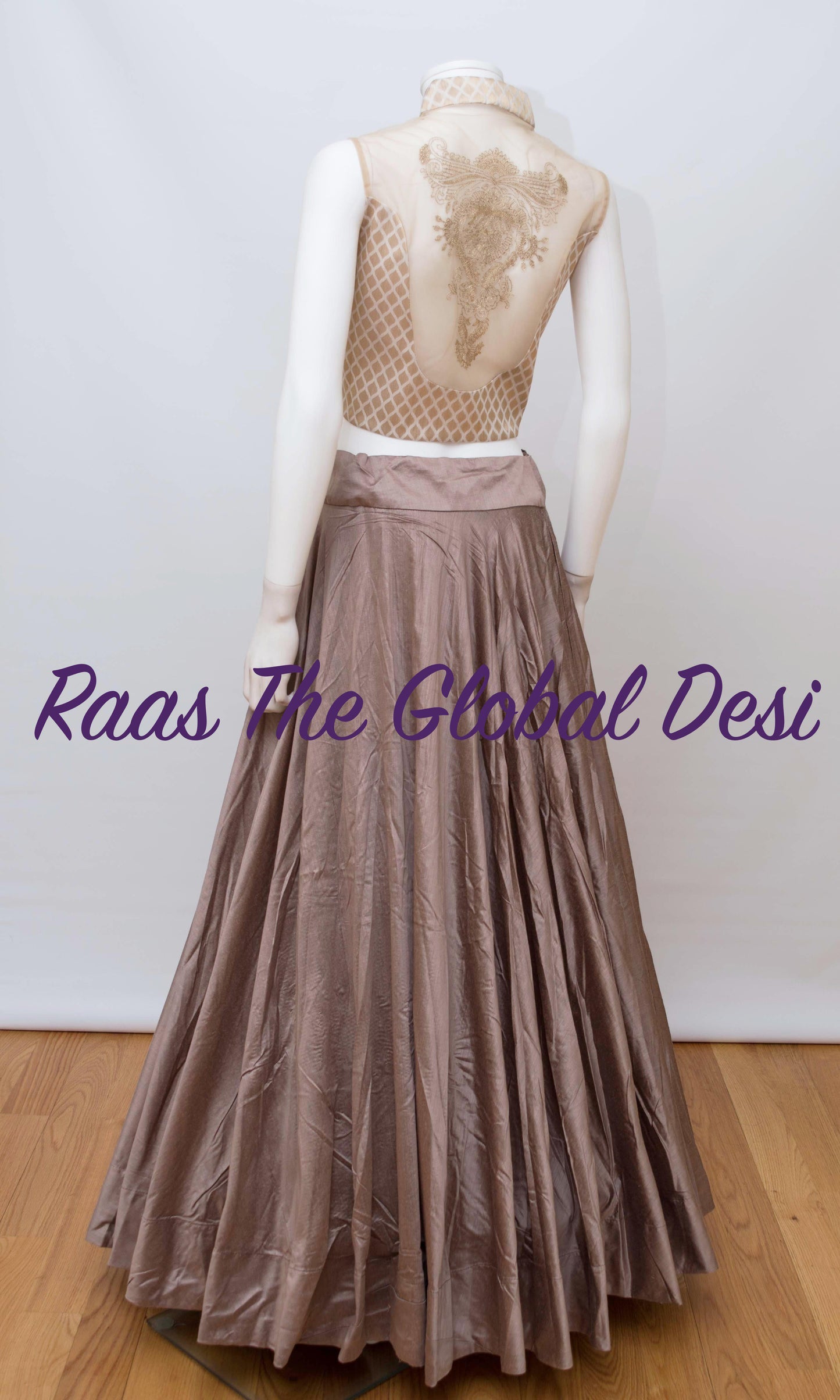 Shade of Brown Chaniya with High Neck Blouse