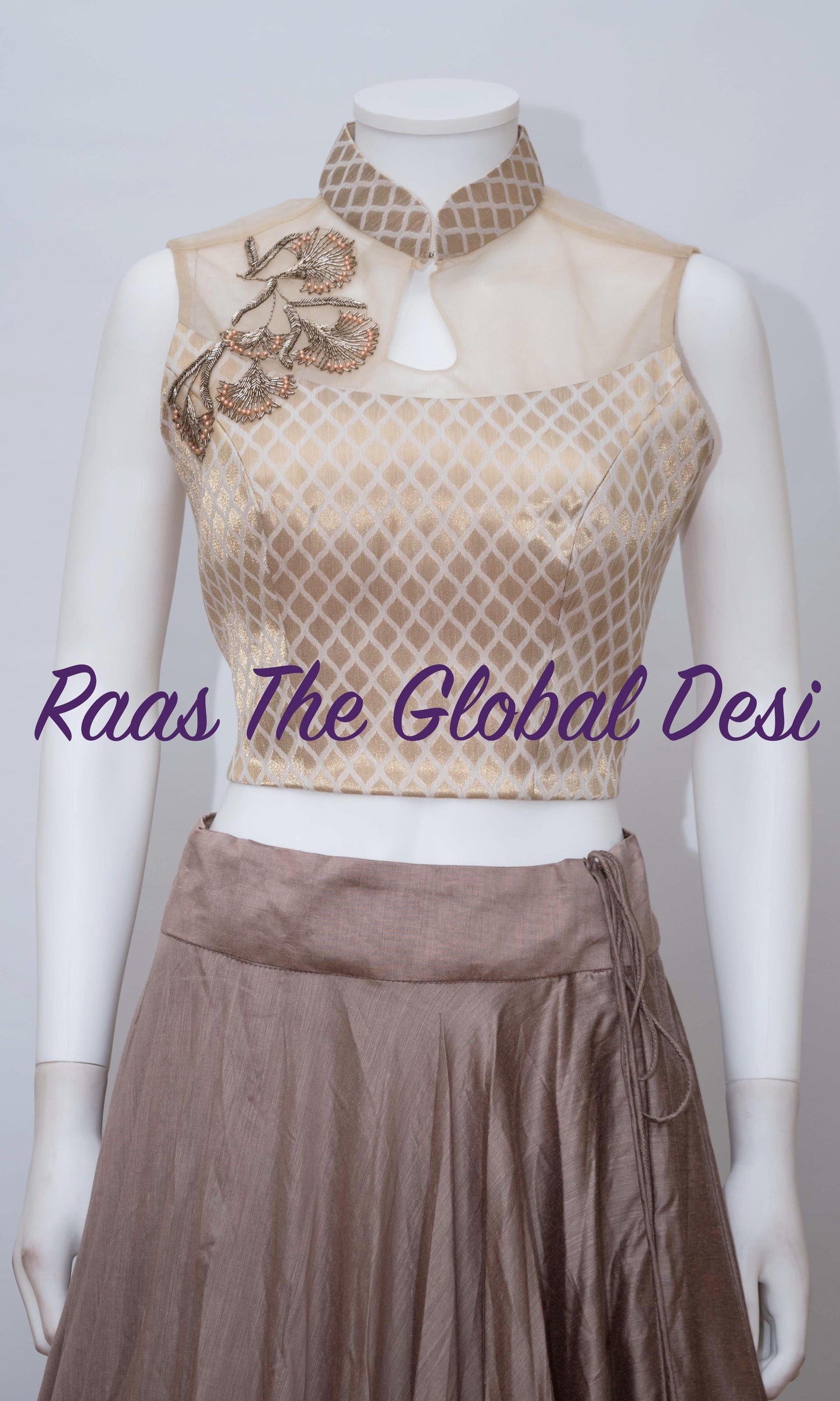 Shade of Brown Chaniya with High Neck Blouse