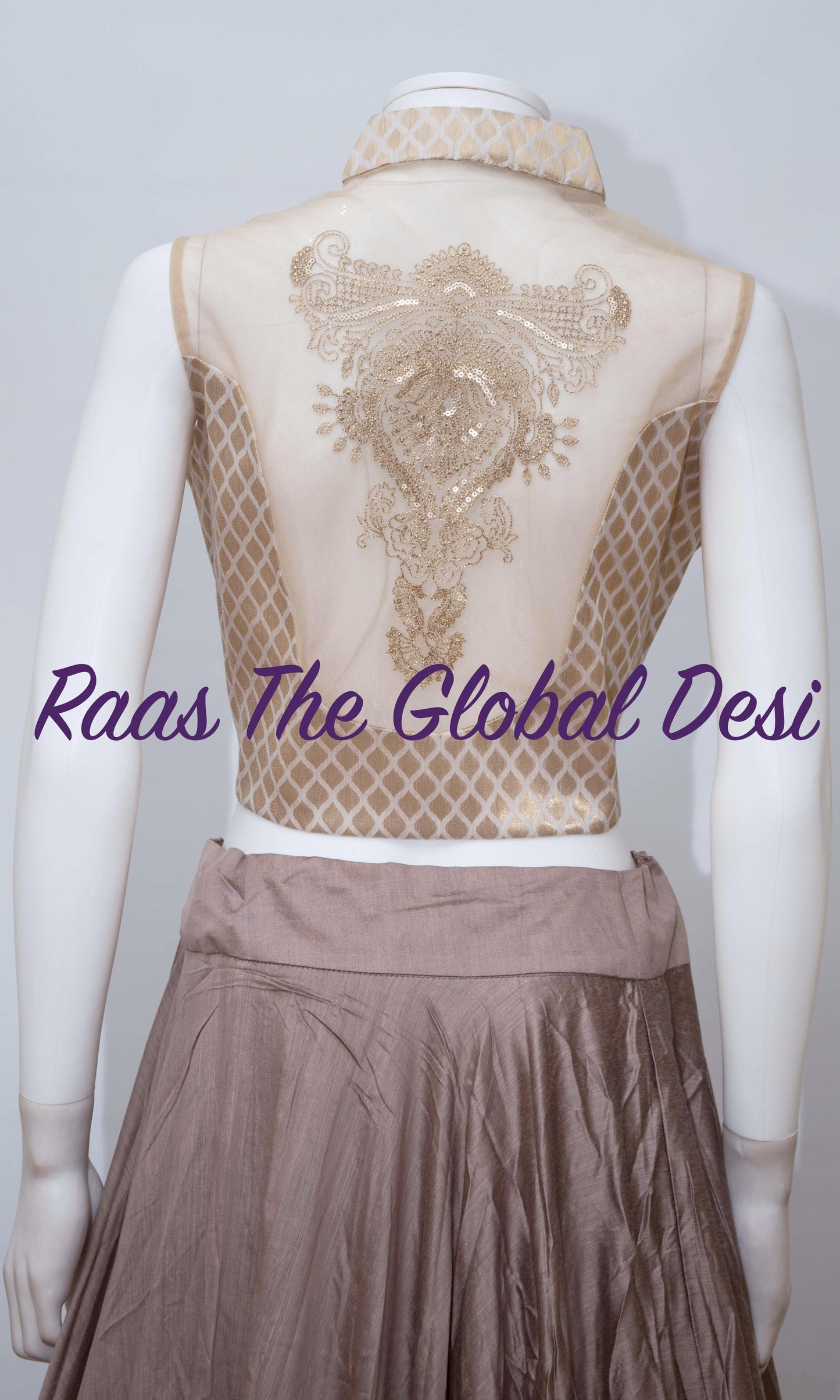 Shade of Brown Chaniya with High Neck Blouse