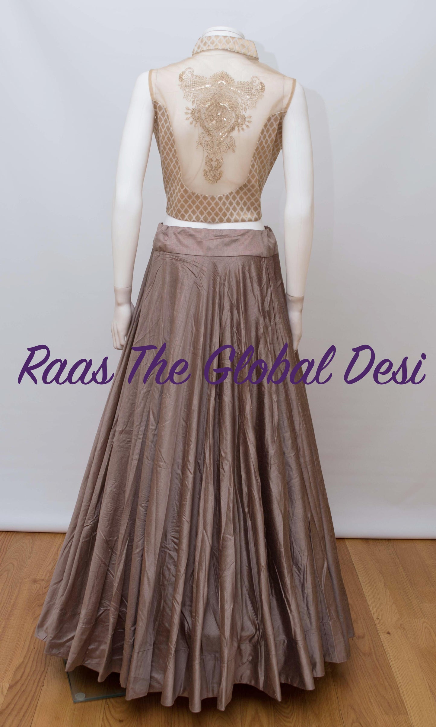 Shade of Brown Chaniya with High Neck Blouse