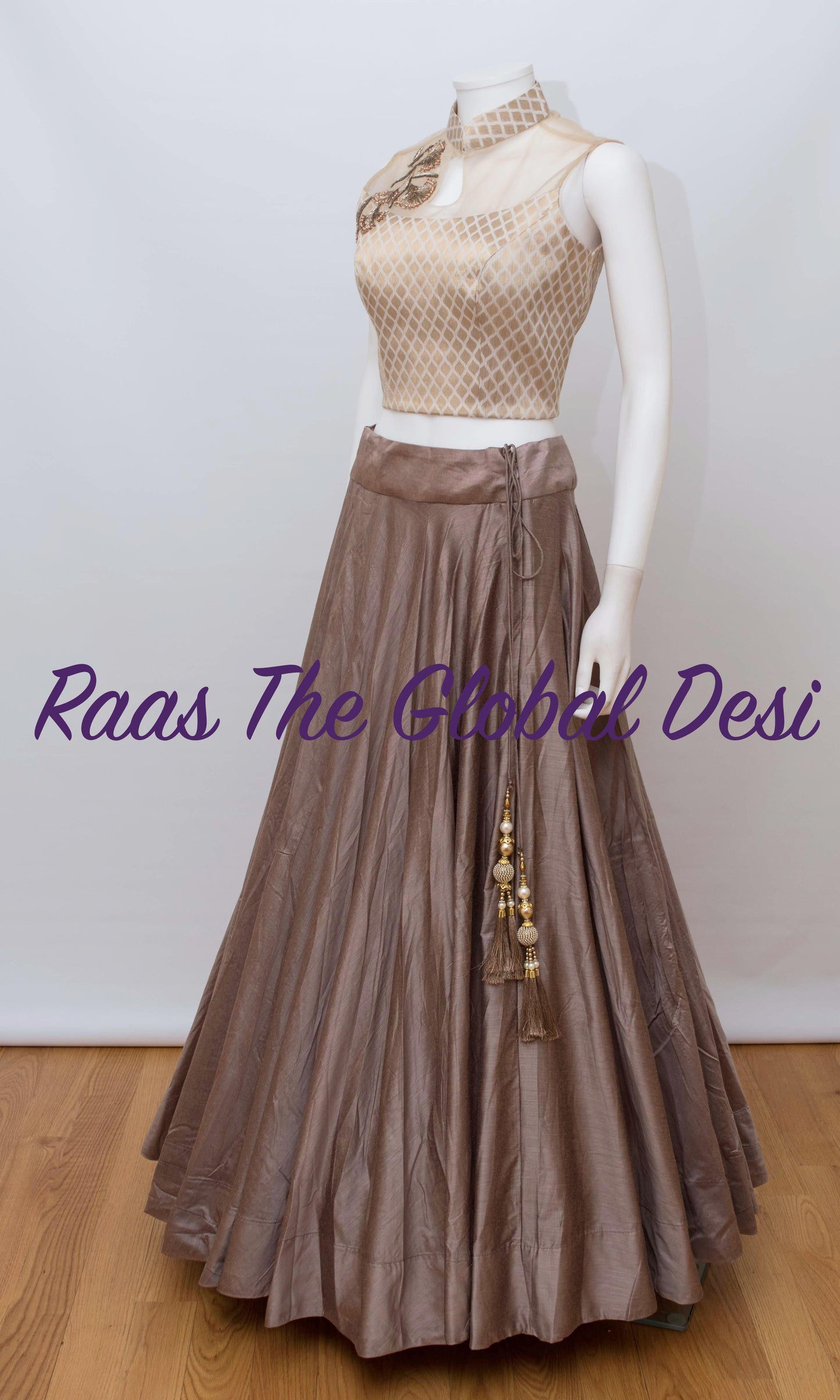 Shade of Brown Chaniya with High Neck Blouse