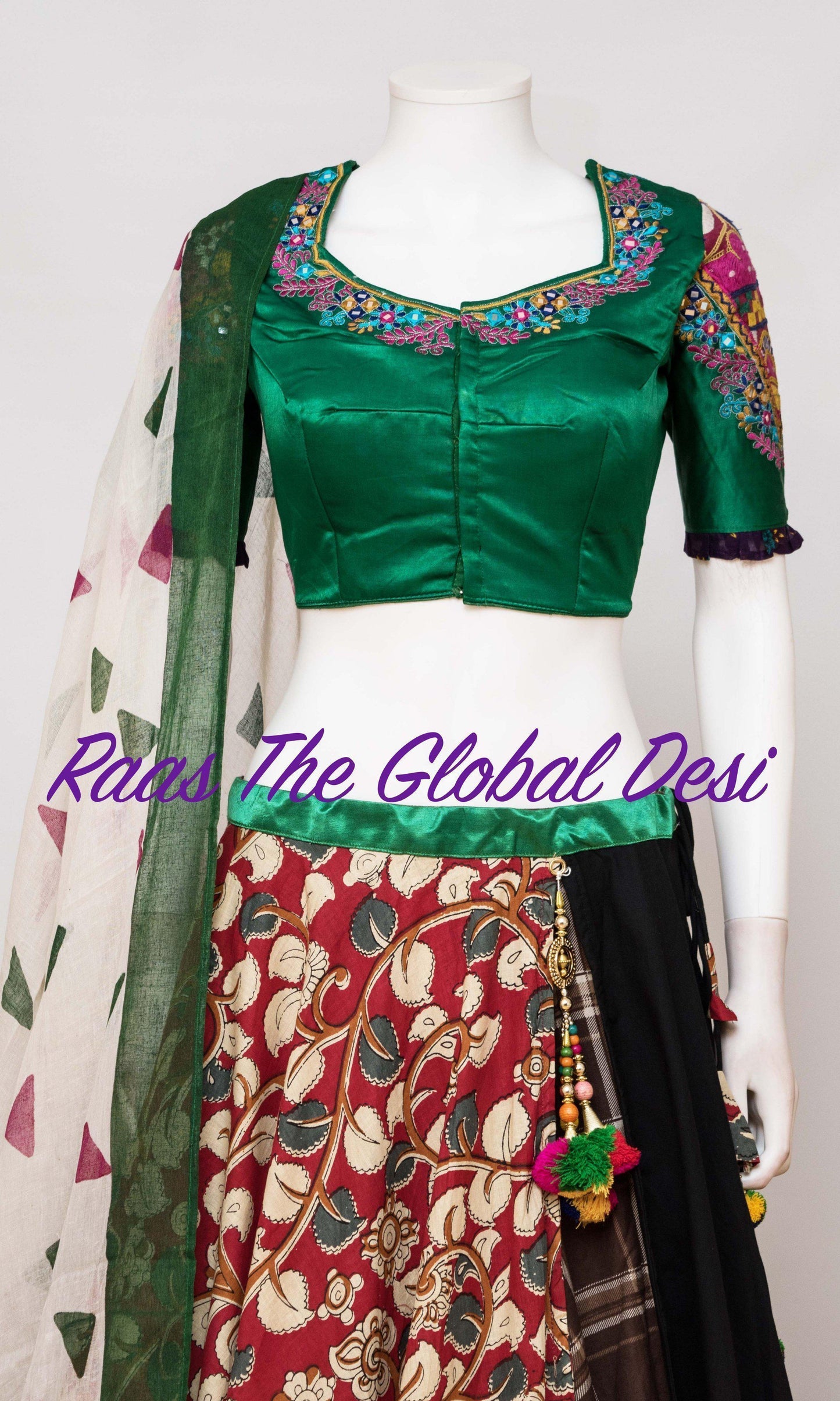 Odalys Black and Green Chaniya Choli Set