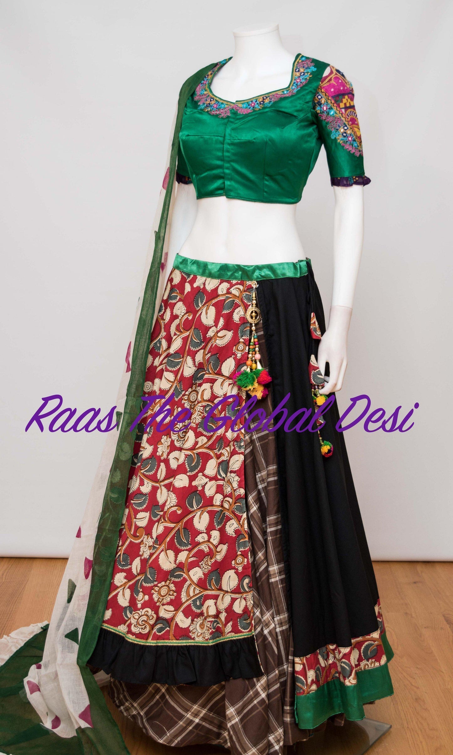 Odalys Black and Green Chaniya Choli Set