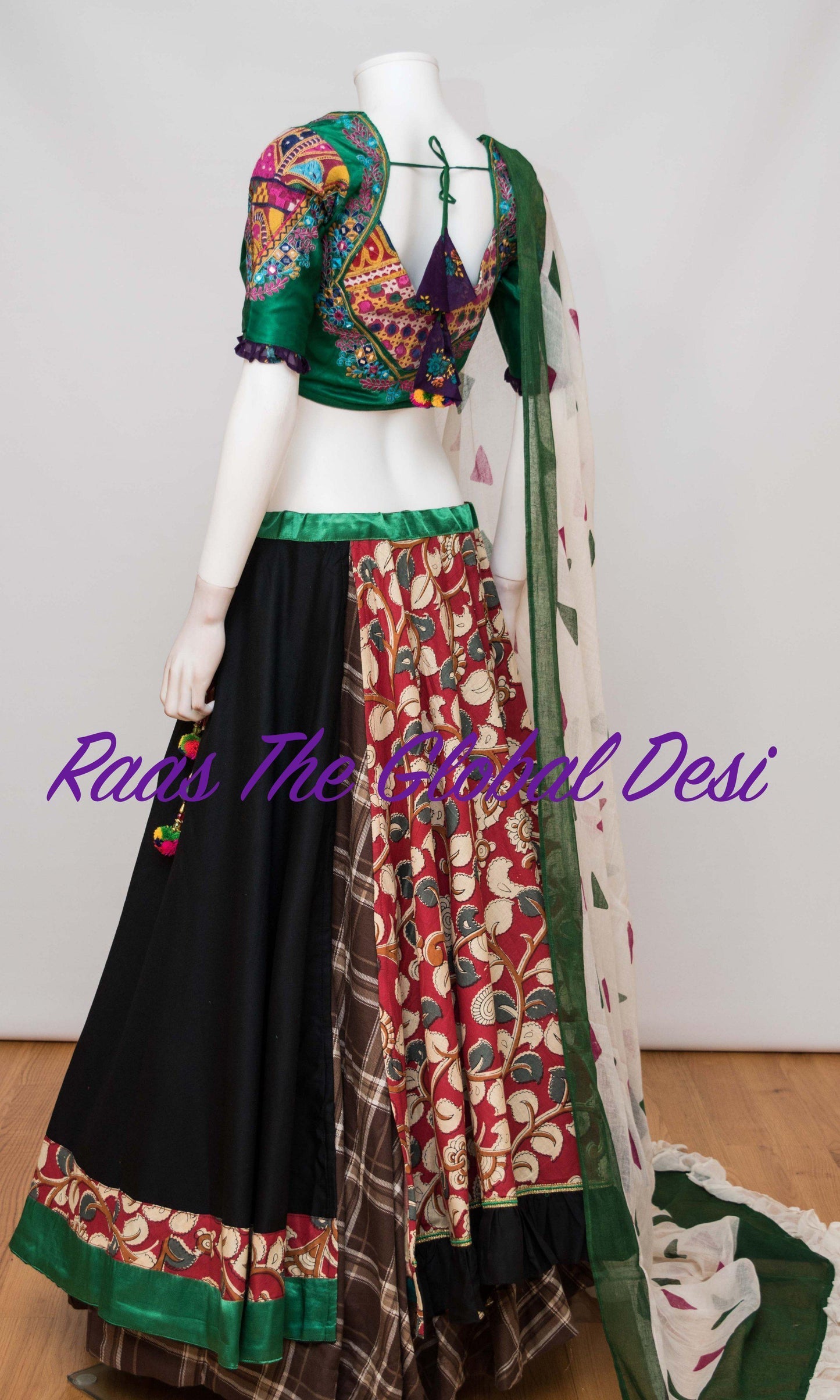 Odalys Black and Green Chaniya Choli Set