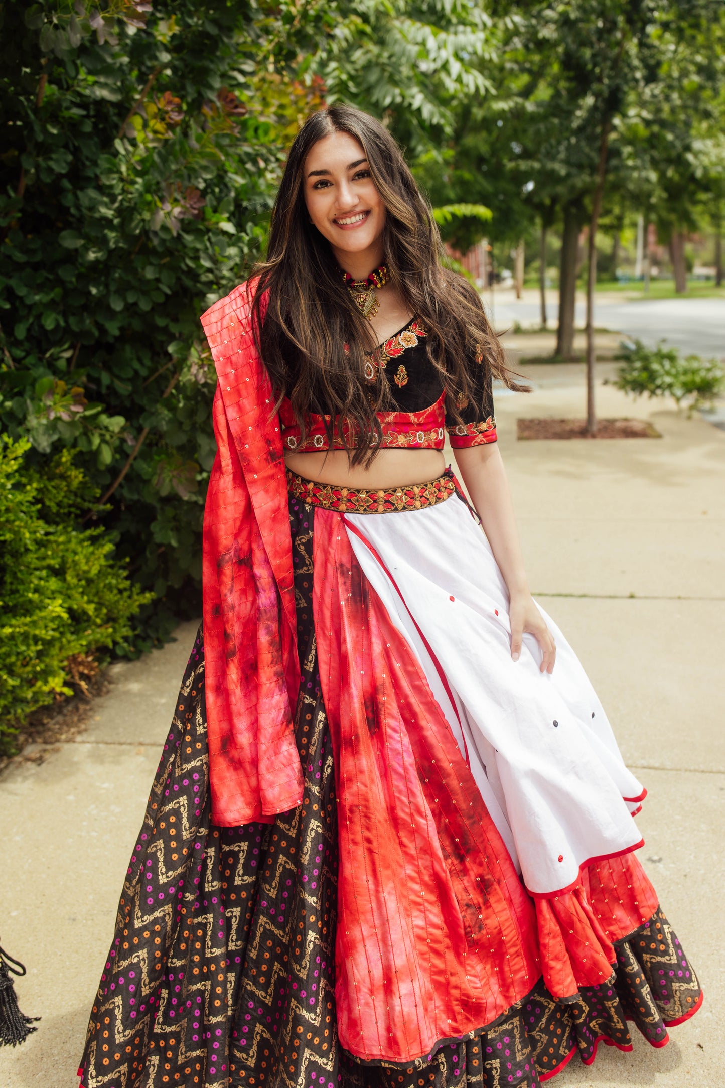 Brin Multi Color Layered Chaniya Choli Set