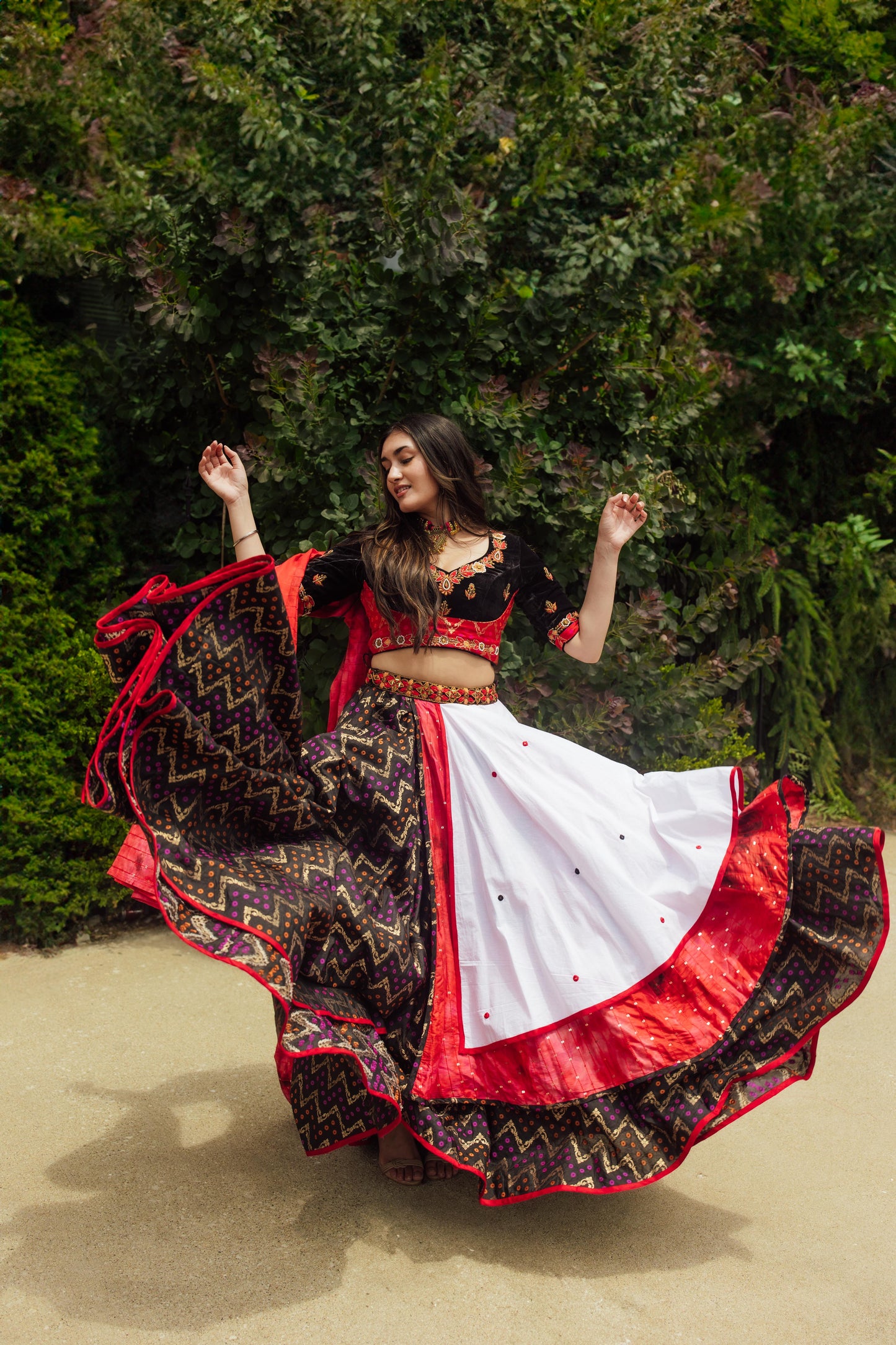 Brin Multi Color Layered Chaniya Choli Set